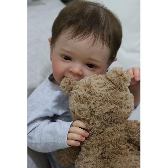 🆕 Reborn Baby Boy Grey Soft Silicone Vinyl Real Life Realistic Toddler Toys - Picture 4 of 8